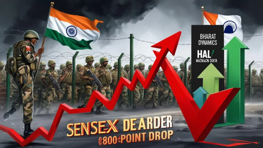 Sensex Dips 800 Points as India-Pakistan Tensions Escalate Why Defence Stocks Are Still Shining