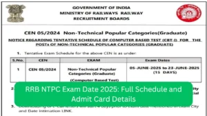 RRB NTPC Exam Date 2025 Full Schedule and Admit Card Details
